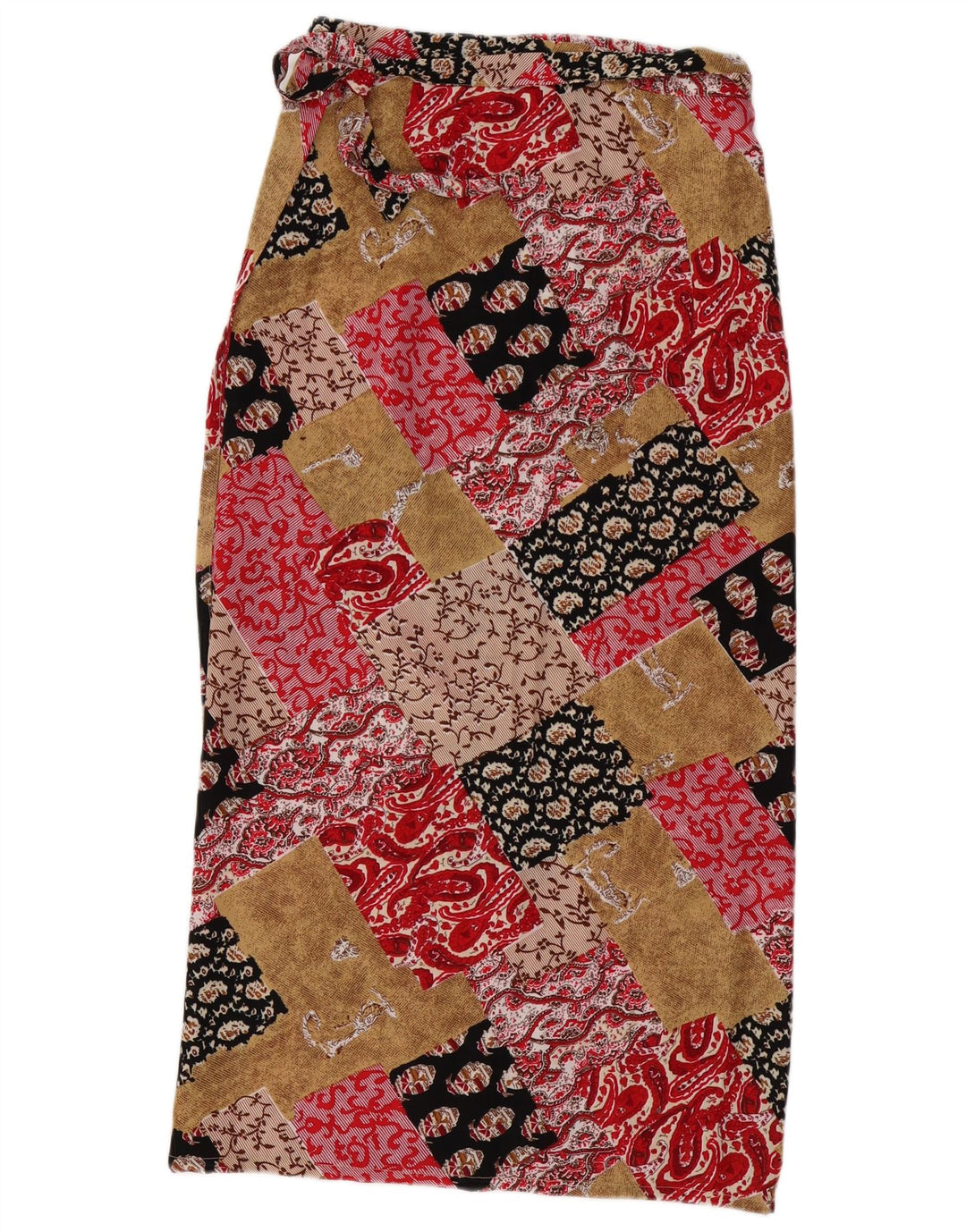 Saia maxi feminina VINTAGE W30 média multicolorida patchwork viscose