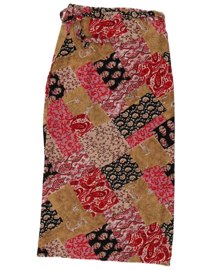 Saia maxi feminina VINTAGE W30 média multicolorida patchwork viscose