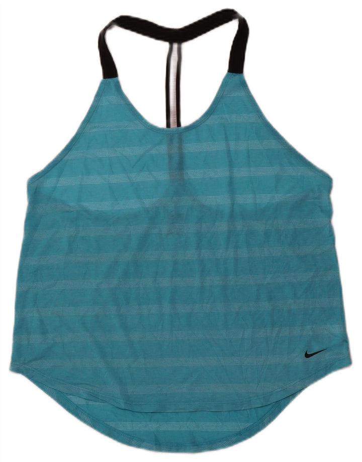 Colete feminino Nike UK 16 grande listrado azul poliéster esportivo