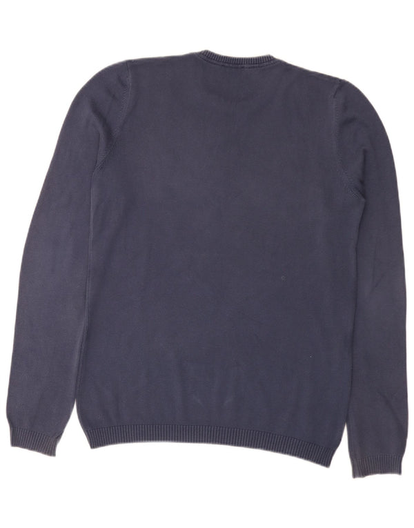 Suéter masculino Benetton com gola redonda pequeno azul marinho
