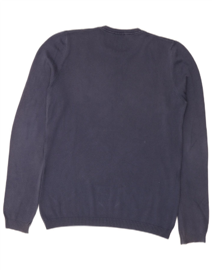 Suéter masculino Benetton com gola redonda pequeno azul marinho