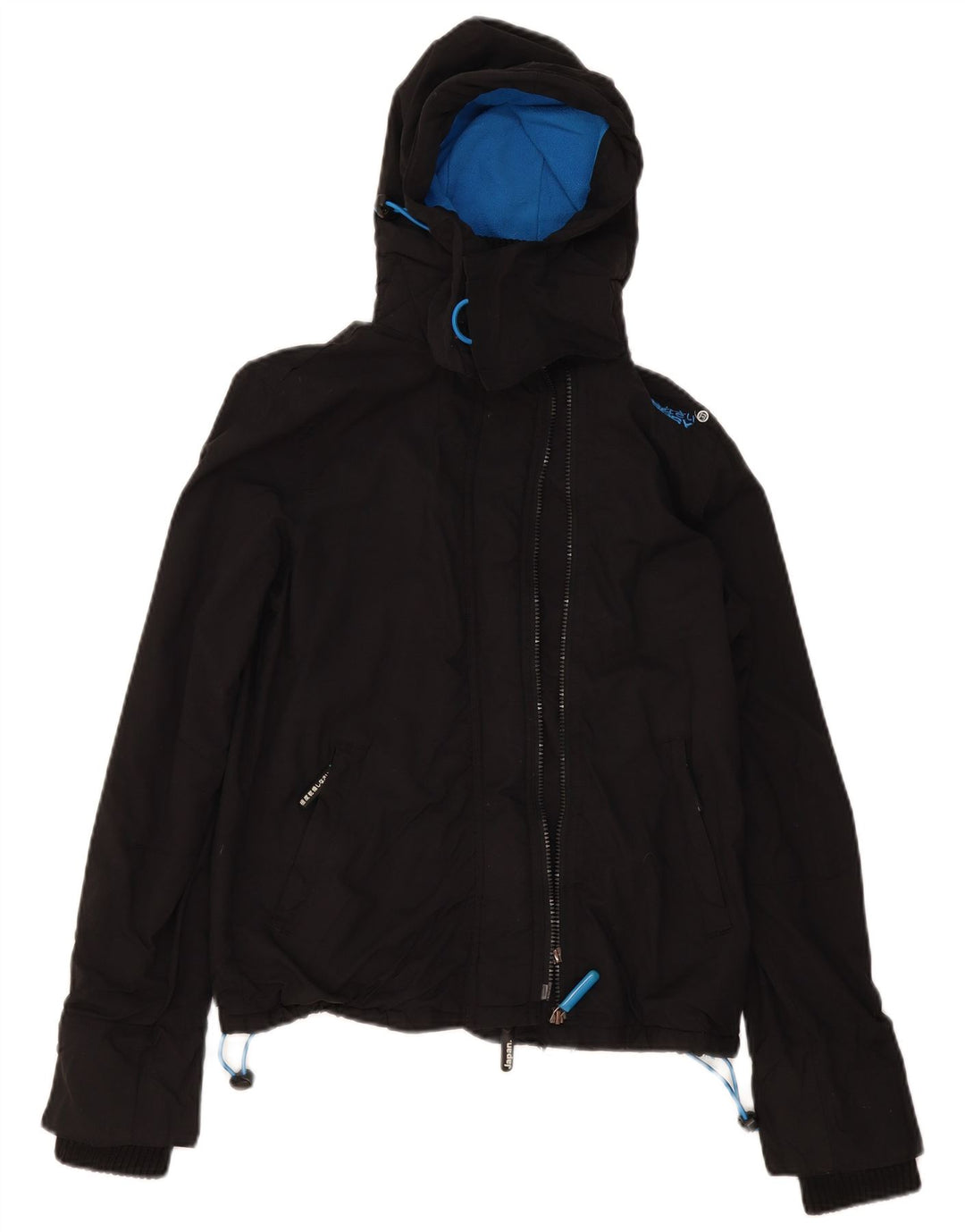 Jaqueta corta-vento feminina Superdry com capuz e capuz UK 10 pequena preta
