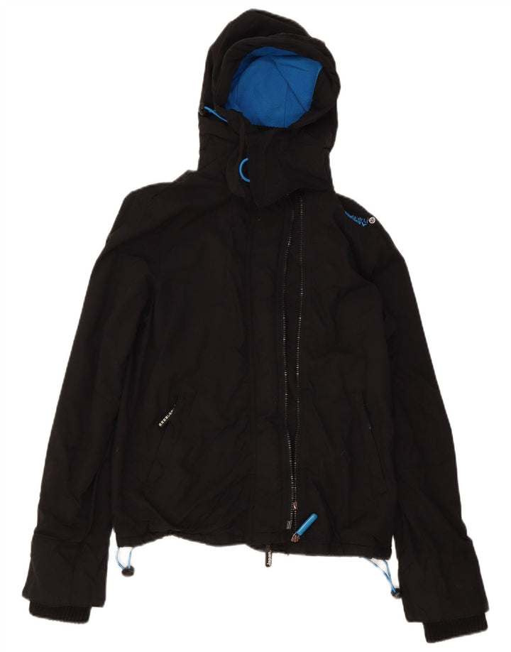 Jaqueta corta-vento feminina Superdry com capuz e capuz UK 10 pequena preta