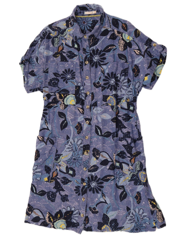 Vestido camisa feminino White Stuff UK 12 linho floral azul médio