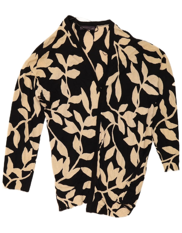 Suéter cardigã feminino grande Marks & Spencer Reino Unido 16 grande preto floral