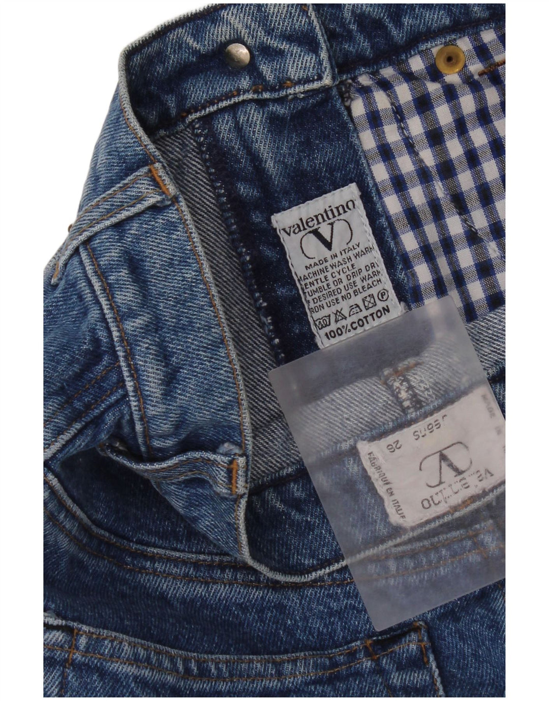 Saia jeans feminina Valentino W26 pequeno algodão azul