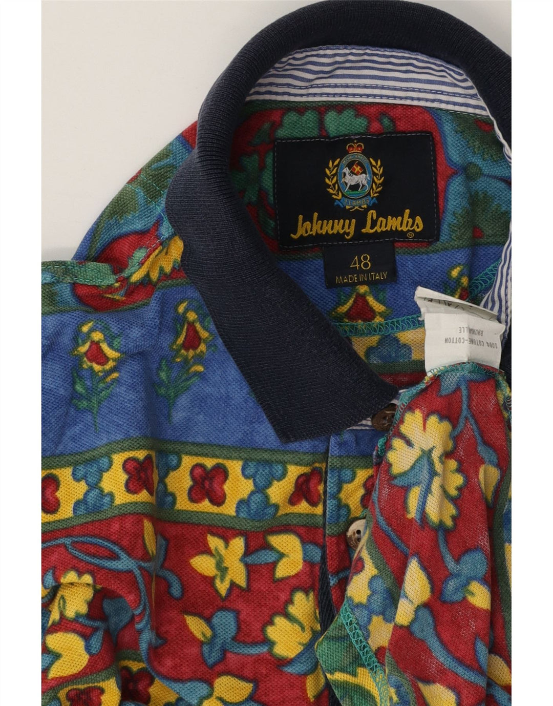 Camisa polo masculina Johnny Lambs IT 48 algodão geométrico multicolorido médio