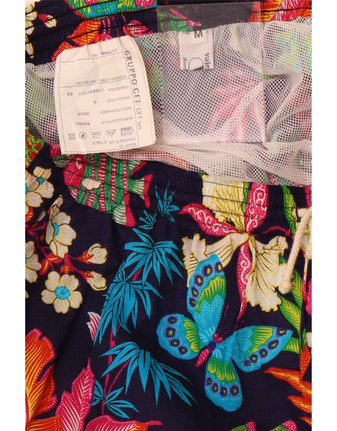 Valentino Mens Sport Shorts Médio Azul Marinho Floral Algodão