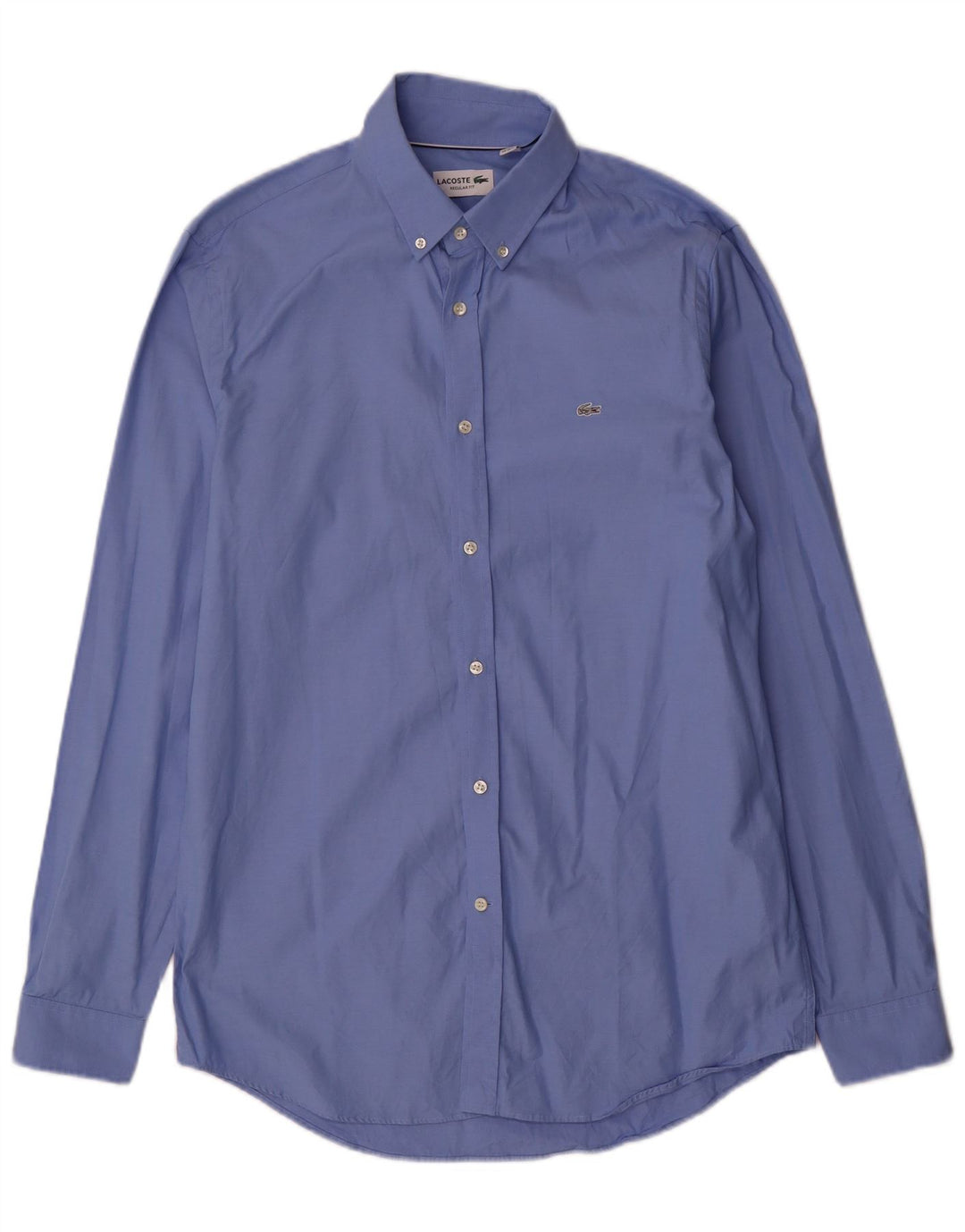 Camisa masculina Lacoste Regular Fit tamanho 40 15 1/2 algodão azul médio