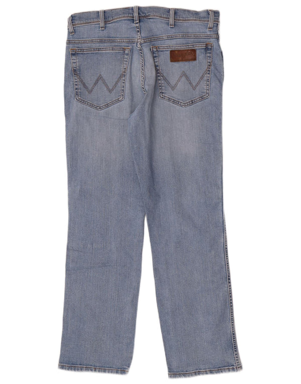 Wrangler Masculino Texas Stretch Straight Jeans W34 L30 Azul Algodão