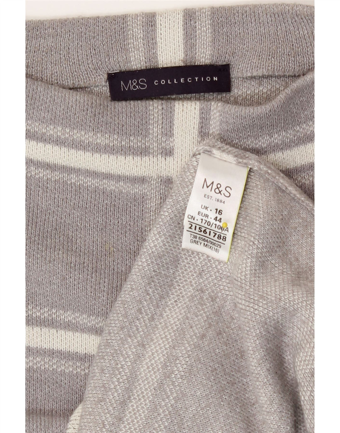 Suéter feminino Marks & Spencer com gola redonda Reino Unido 16 grande xadrez cinza