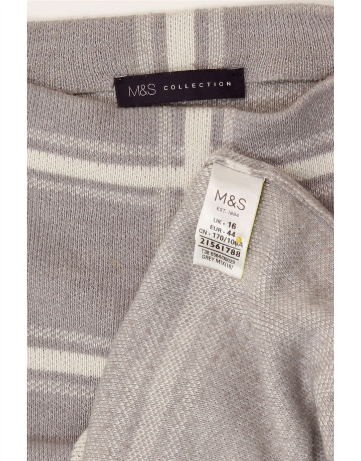 Suéter feminino Marks & Spencer com gola redonda Reino Unido 16 grande xadrez cinza