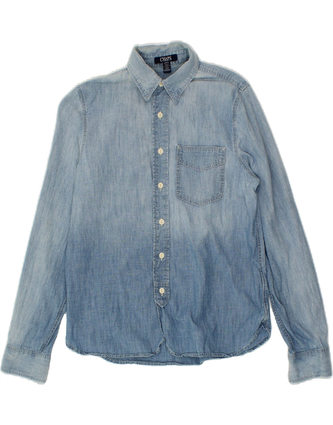CHAPS Mens Denim Shirt Small Blue Colourblock Cotton Vintage Chaps and Second-Hand Chaps from Messina Hembry 