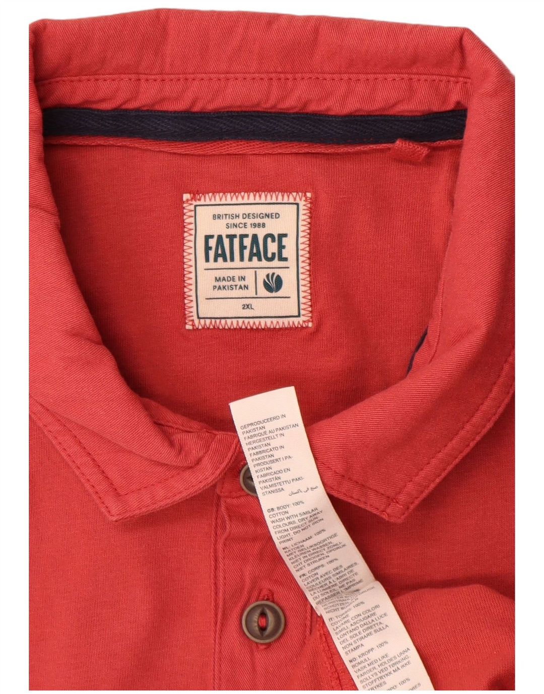 Camisa polo masculina Fat Face 2XL algodão vermelho