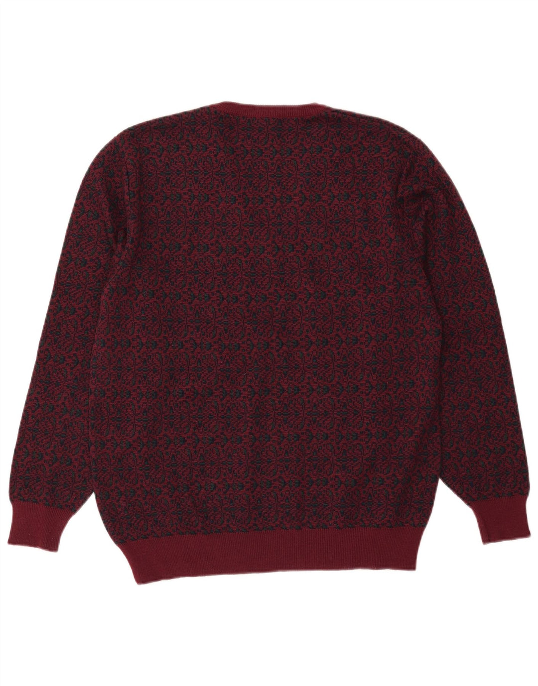 Suéter masculino Mapier com decote em V médio Borgonha Fair Isle Wool