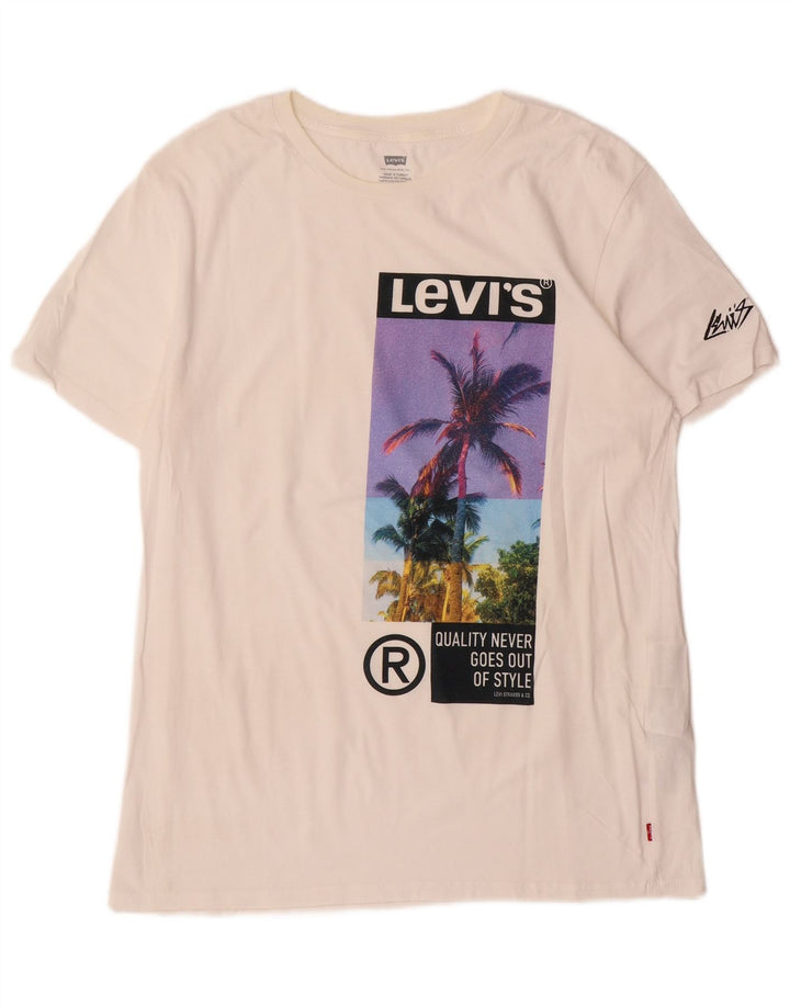 Camiseta gráfica masculina Levi's Top grande de algodão off white