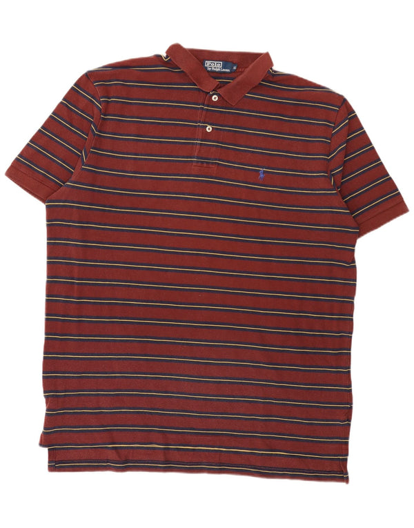 Polo Ralph Lauren Camisa masculina XL Borgonha listrada de algodão