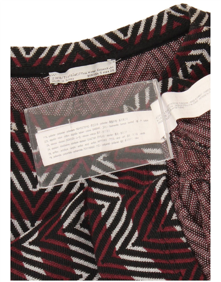 Zara Vestido feminino Trafaluc básico Reino Unido 8 Pequeno Borgonha Chevron Poliéster