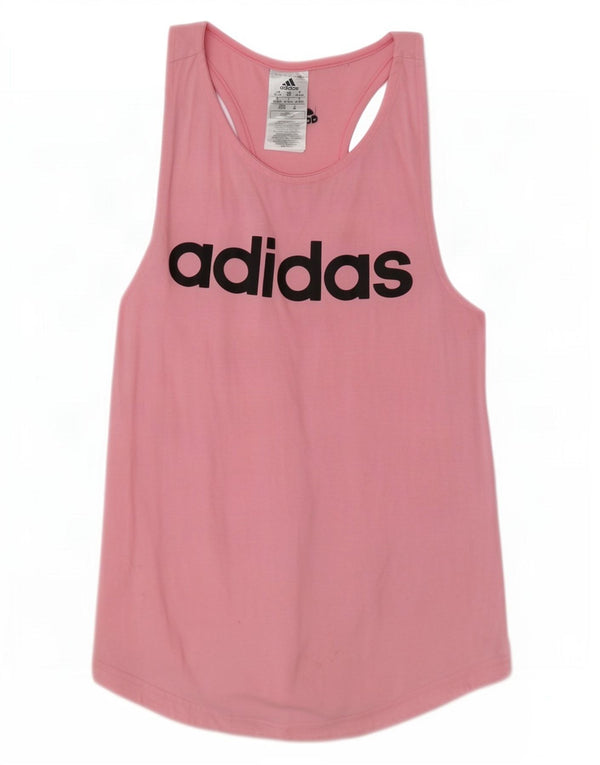 Adidas Womens Graphic Vest Top UK 4/6 XS Rosa Algodão