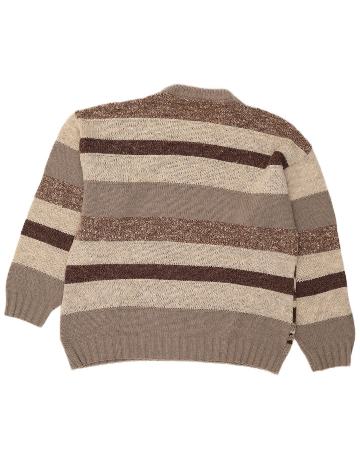 Suéter vintage masculino com gola redonda IT 50 médio marrom geométrico