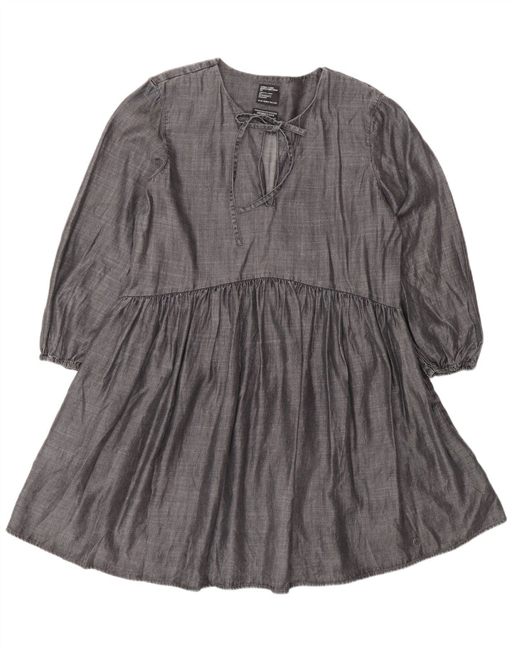 Vestido feminino Superdry manga comprida linha A UK 12 cinza médio Lyocell