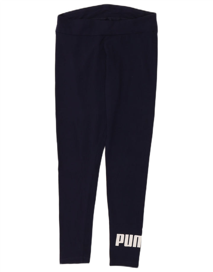 Puma Womens Graphic Leggings UK 12 Médio Azul Marinho Algodão