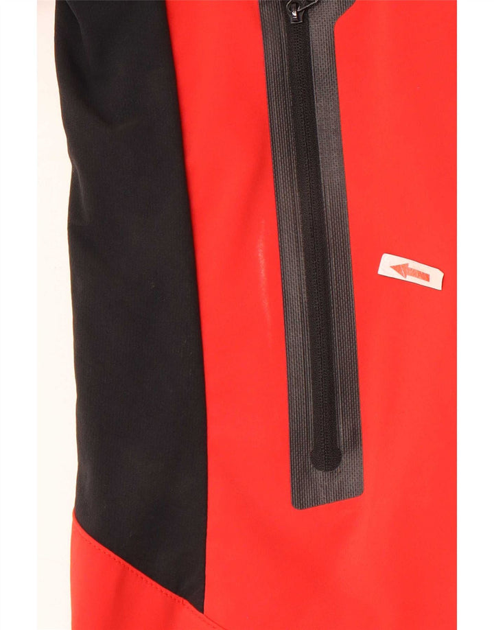Jaqueta de chuva masculina com capuz Jack Wolfskin Reino Unido 36/38 bloco colorido vermelho médio