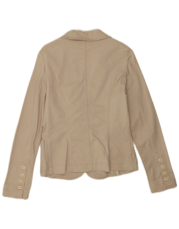 Jaqueta blazer feminina Zara com 2 botões Reino Unido 14 grande algodão bege
