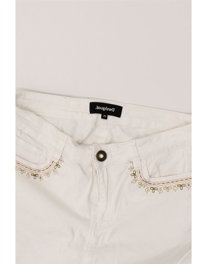 DESIGUAL Womens Slim Casual Trousers W29 L27 White Vintage Desigual and Second-Hand Desigual from Messina Hembry 