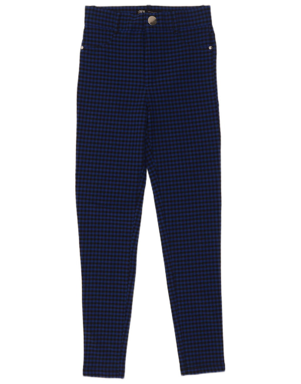 Calça feminina casual skinny Zara pequena W26 L28 azul guingão