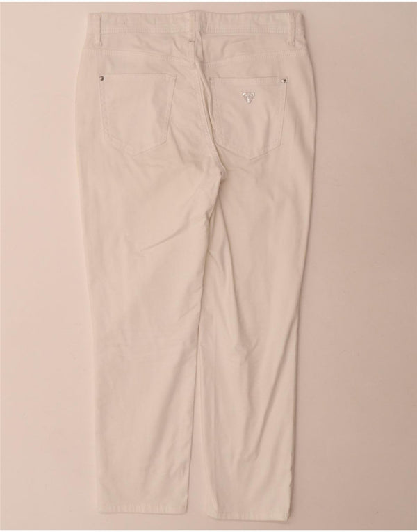 Guess Calça feminina slim cortada W28 L25 algodão branco