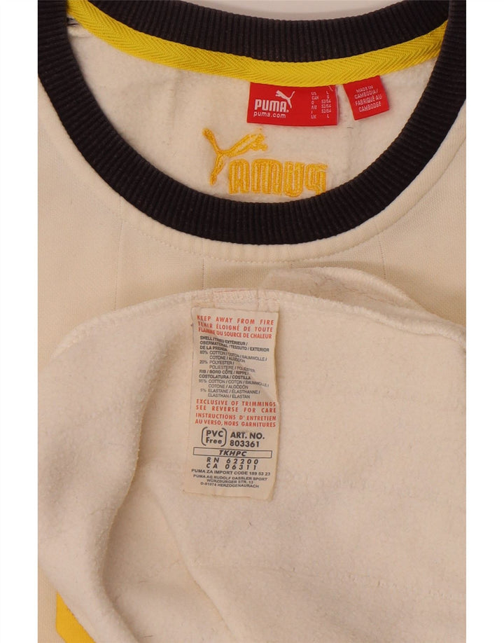 Puma Mens Graphic Moletom Jumper Grande Algodão Branco