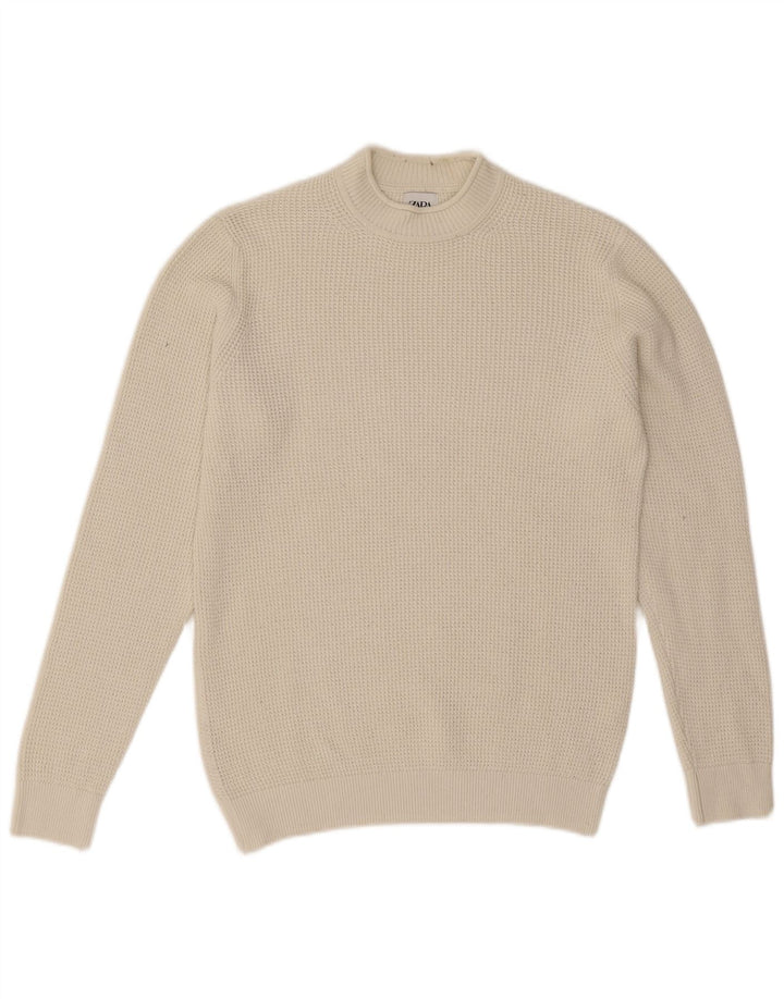 Zara Suéter masculino com gola tartaruga e algodão branco médio