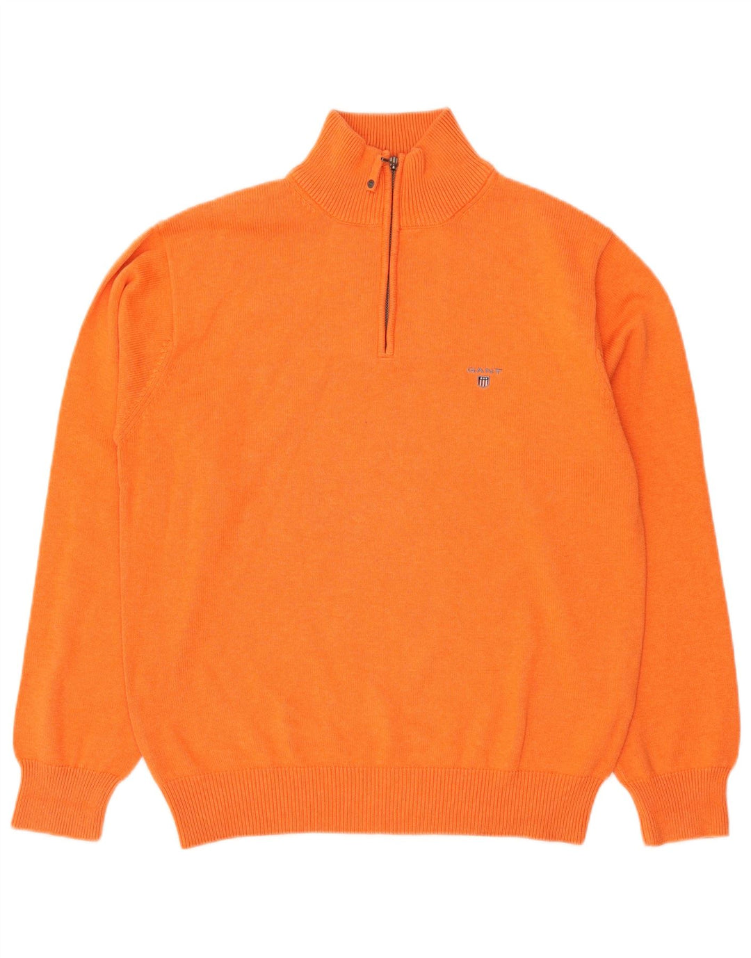 Suéter masculino GANT com zíper e gola alta de algodão laranja médio