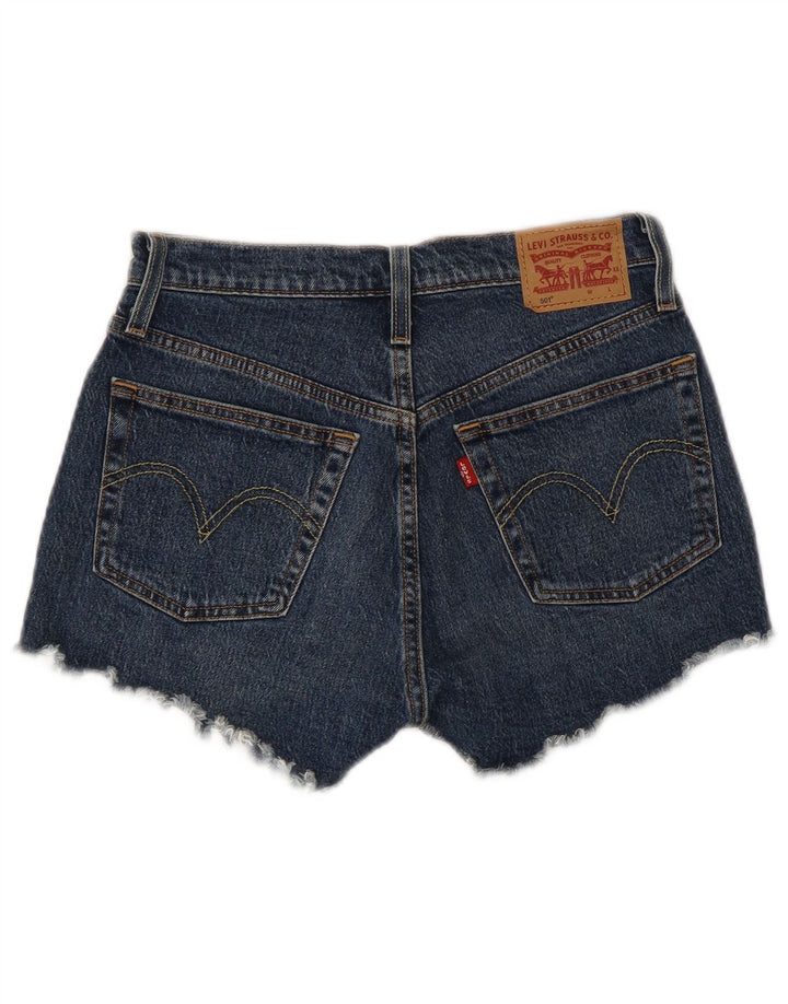 Shorts jeans feminino Levi's 501 desgastado W26 pequeno algodão azul
