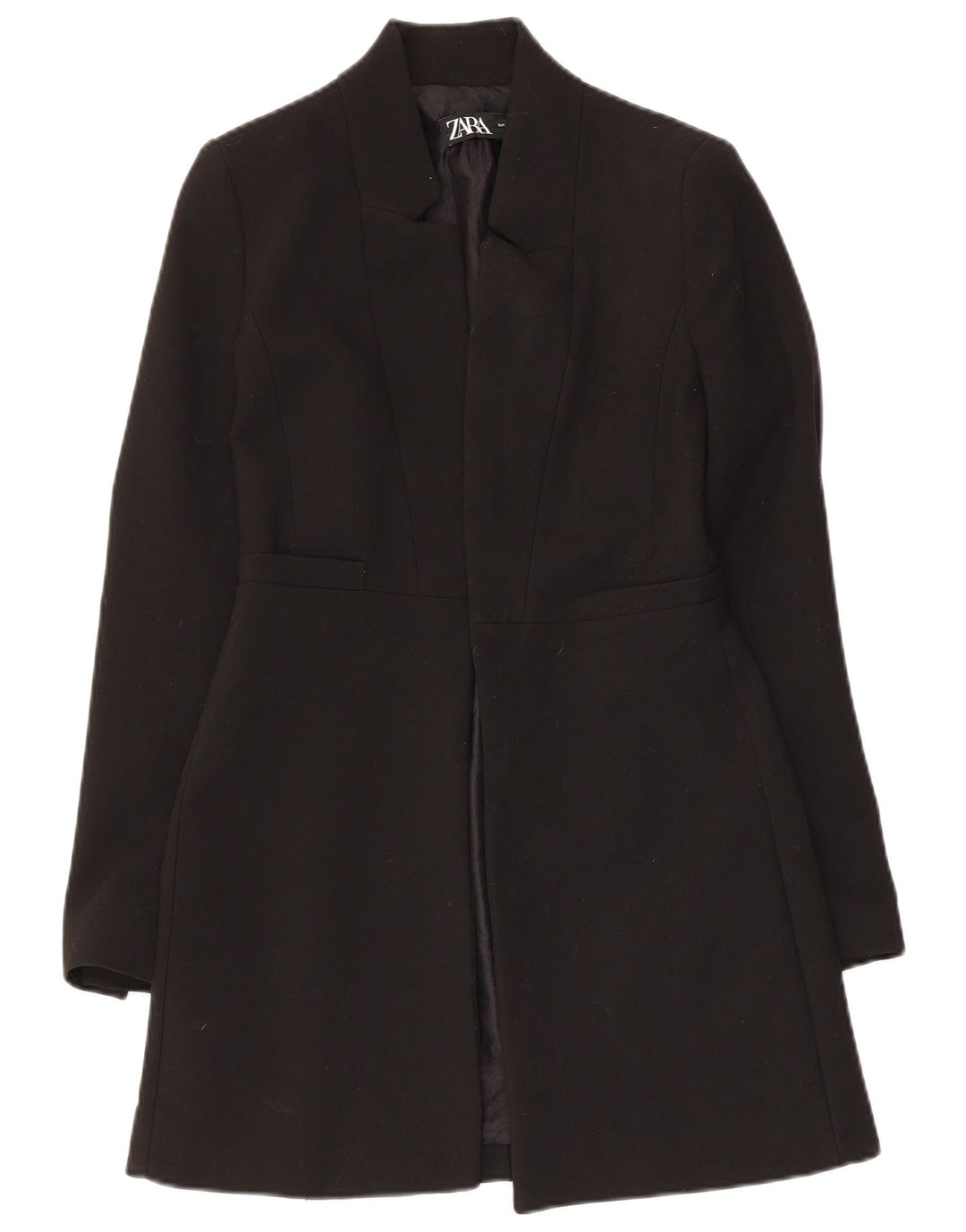 Sobretudo aberto feminino Zara UK 6 XS preto poliéster