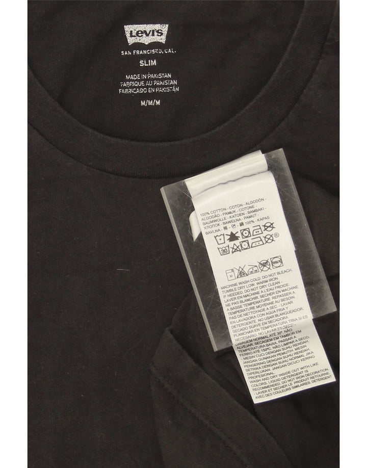 LEVI'S Mens Slim T-Shirt Top Medium Black Cotton Vintage Levi's and Second-Hand Levi's from Messina Hembry 