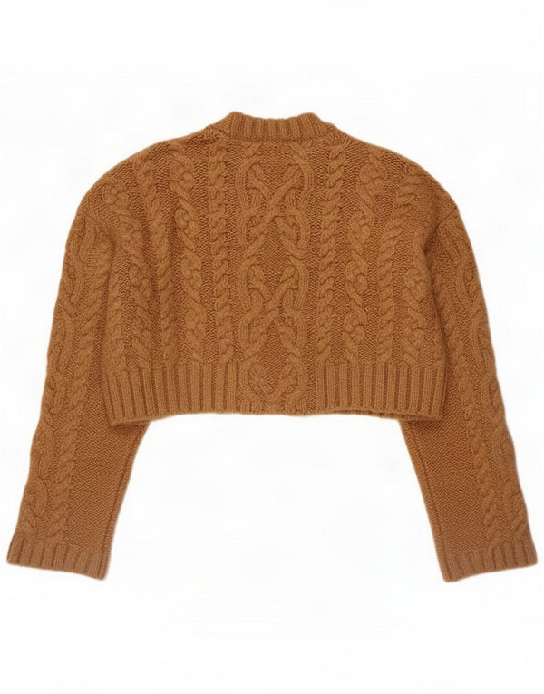 Zara Suéter feminino superdimensionado com gola canoa UK 14 Marrom médio