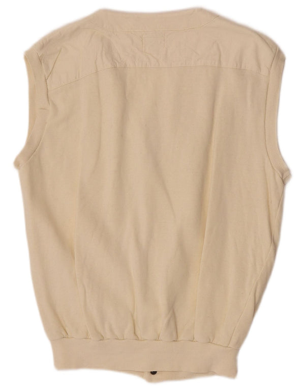 Suéter vintage masculino sem mangas cardigan grande algodão branco