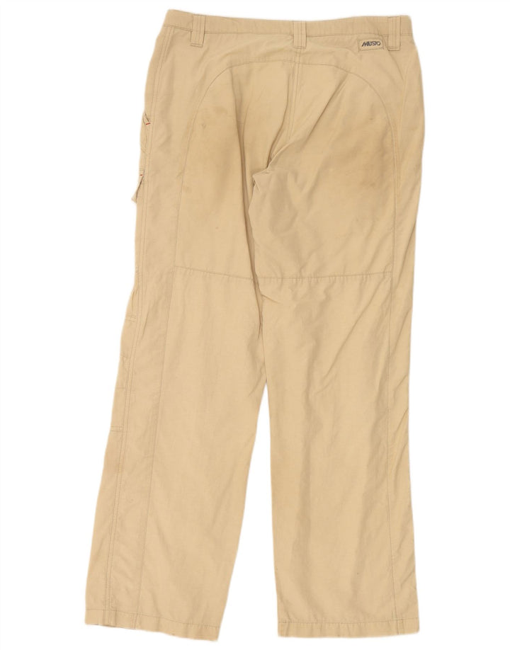 Calça cargo feminina MUSTO reta US 12 grande W32 L29 algodão bege