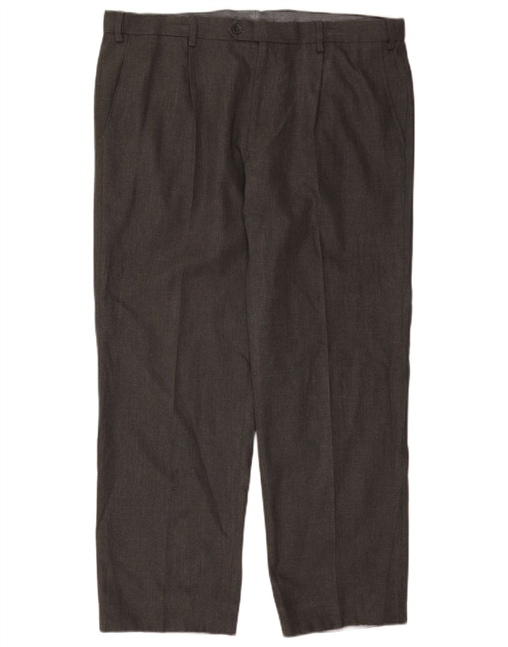 Calça masculina de terno regular Marks & Spencer W38 L29 poliéster cinza