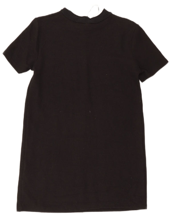Zara Womens Shift Dress UK 12 Médio Algodão Preto