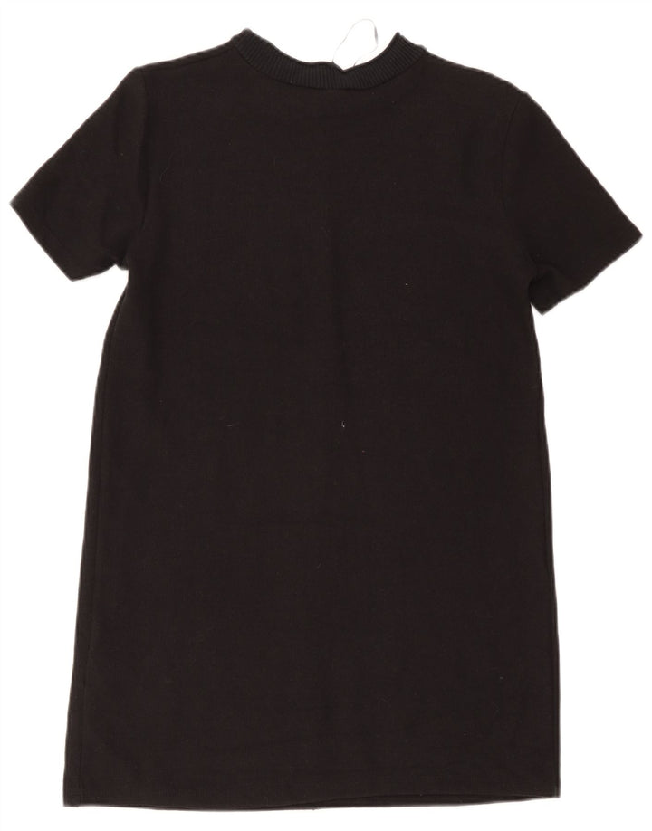 Zara Womens Shift Dress UK 12 Médio Algodão Preto