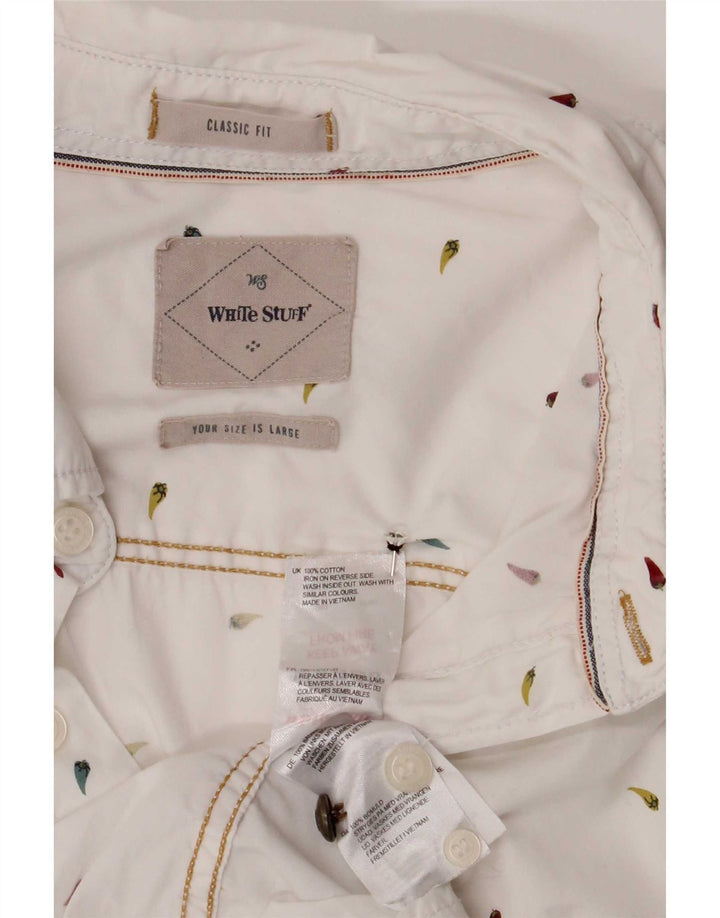 White Stuff Mens Classic Fit Camisa Grande Algodão Manchado