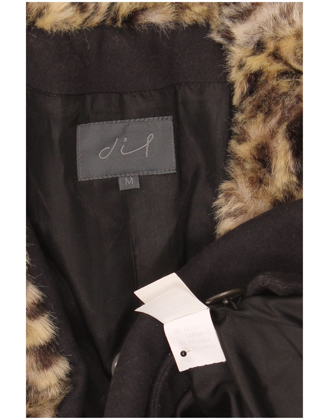 Jaqueta Blazer Vintage Feminina UK 14 Médio Preto Animal Print