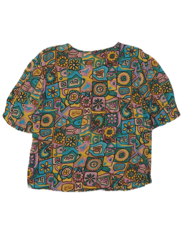 Primavera Firenze blusa feminina manga curta UK 3 XS multicolorida