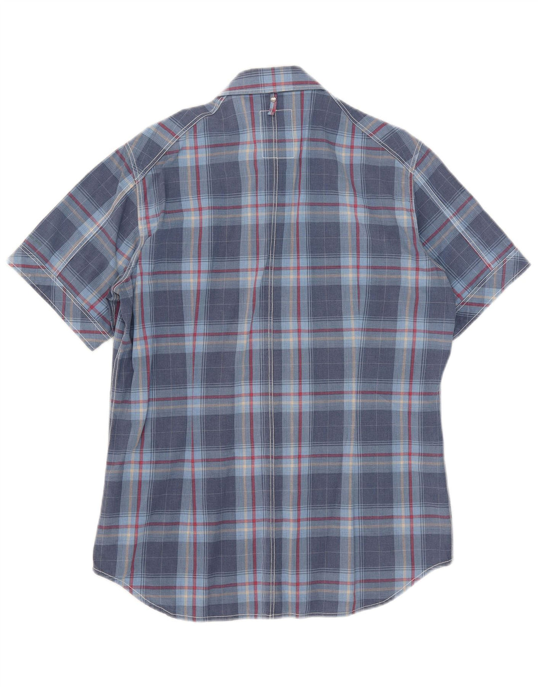 Camisa masculina de manga curta G-Star grande algodão xadrez azul