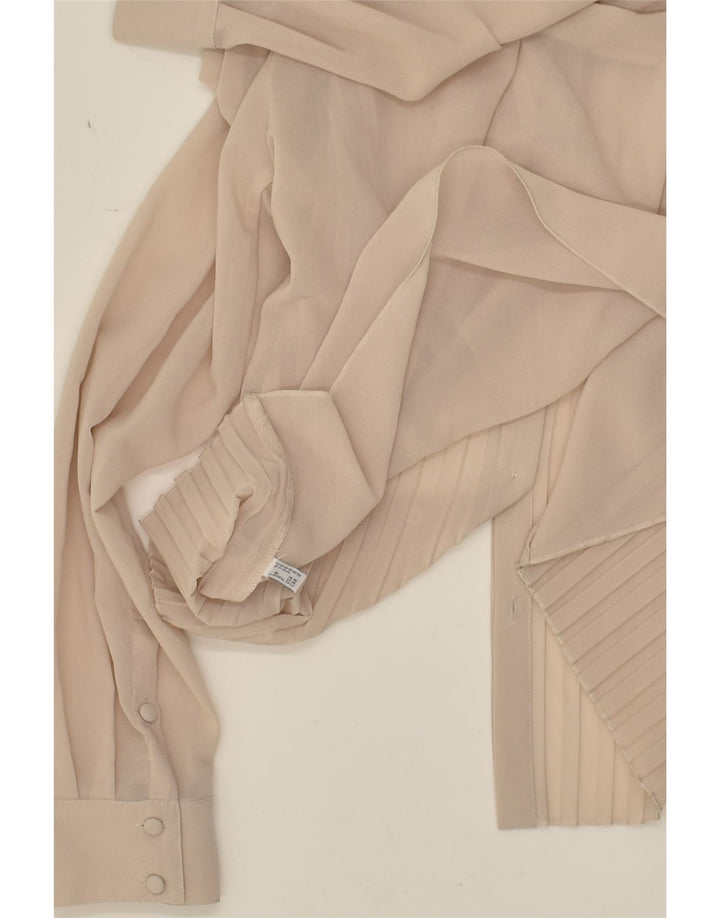 PINKO Blusa feminina oversized transparente Reino Unido 10 pequena bege