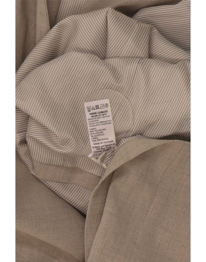 Jaqueta blazer feminina sem mangas Longline da Marks & Spencer Reino Unido 16 grande cinza
