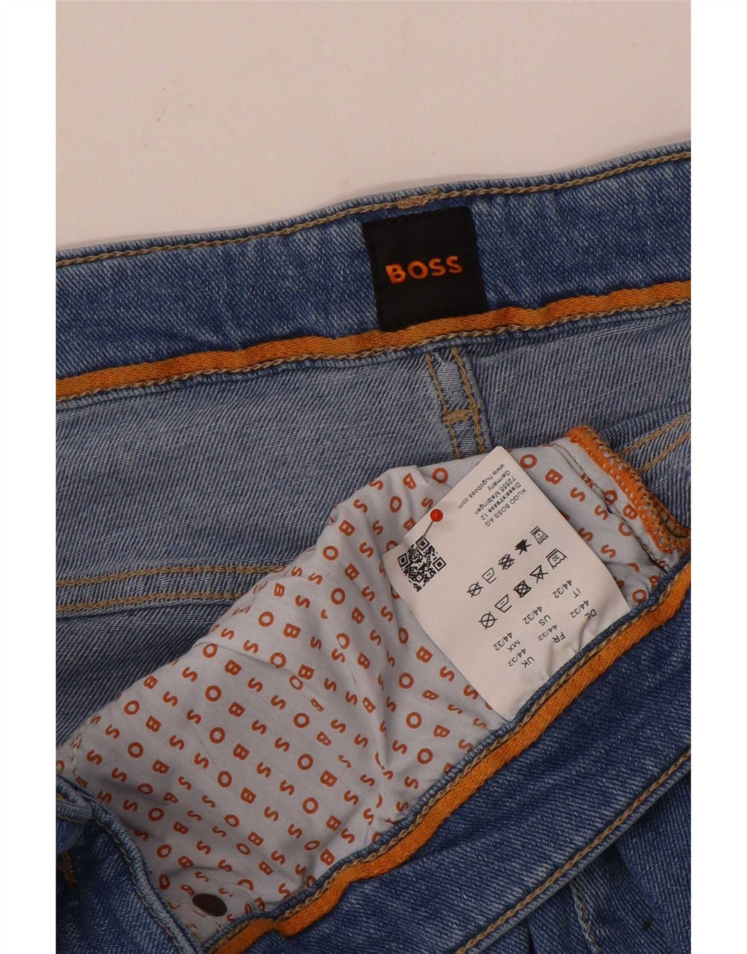 Hugo Boss Mens Straight Jeans W44 L32 Azul Algodão